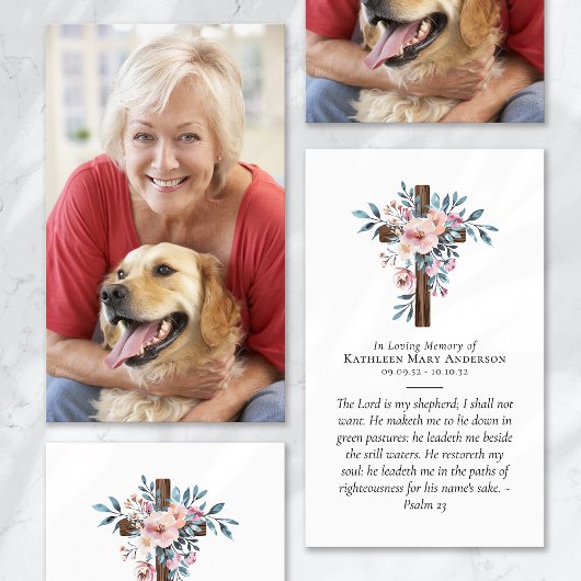 Carte de prière commémorative Eucalyptus Floral Cr