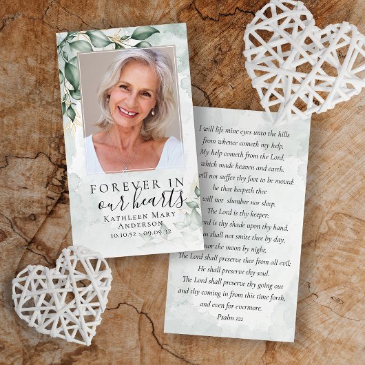 Carte de prière commémorative Eucalyptus Photo Aqu