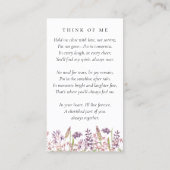 Carte de prière commémorative fleur sauvage In Lov (Dos)