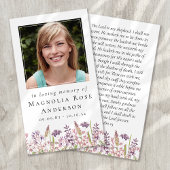 Carte de prière commémorative fleur sauvage In Lov