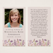 Carte de prière commémorative fleur sauvage In Lov (Devant & derrière)