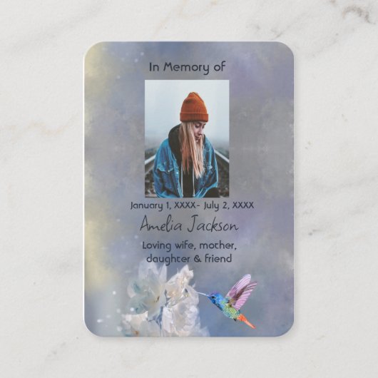 Carte de prière commémorative Fleurs blanches coli (Devant)