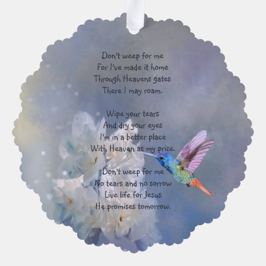 Carte de prière commémorative Fleurs blanches coli (Verso)