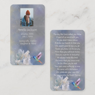 Carte de prière commémorative Fleurs blanches coli