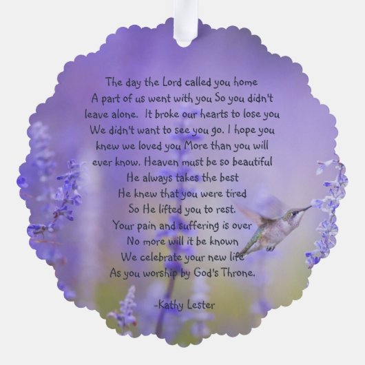 Carte de prière commémorative Fleurs de lavande de (Verso)