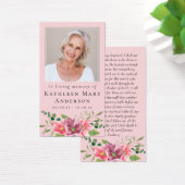 Carte de prière commémorative | Fleurs roses (Bureau)