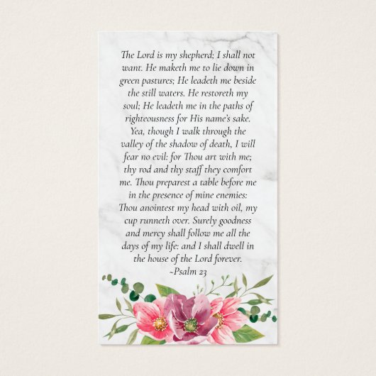 Carte de prière commémorative | Fleurs roses (Dos)