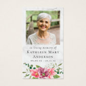 Carte de prière commémorative | Fleurs roses (Devant)