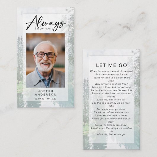 Carte de prière commémorative | Forêt (Devant / Derrière)