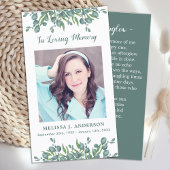Carte de prière commémorative Funérailles Eucalypt