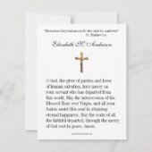 Carte de prière commémorative funéraire catholique (Dos)