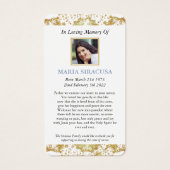 Carte de prière commémorative funéraire catholique (Dos)