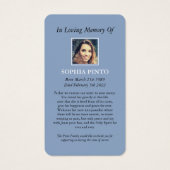 Carte de prière commémorative funéraire catholique (Dos)