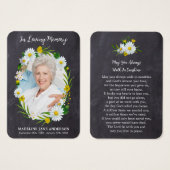 Carte de prière commémorative funéraire Photo Fleu (Devant & derrière)