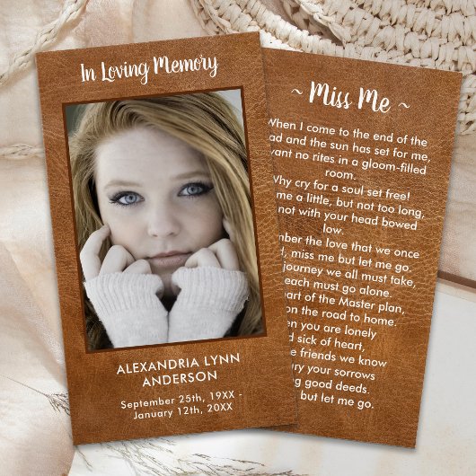 Carte de prière commémorative funéraire Sympathie