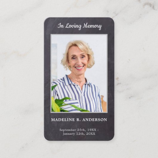 Carte de prière commémorative funéraire Tableau de (Devant)