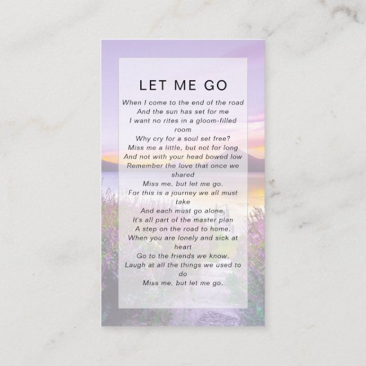 Carte de prière commémorative | Lavande (Dos)