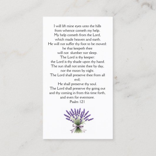 Carte de prière commémorative Lavender (Dos)