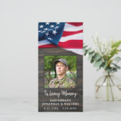 Carte de prière commémorative militaire - Soldat d (Debout devant)