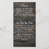 Carte de prière commémorative militaire - Soldat d (Dos)