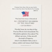 Carte de prière commémorative militaire USA (Dos)