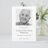 Carte de prière commémorative minimaliste photo mo (Debout devant)