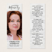 Carte de prière commémorative moderne Signet funér (Devant & derrière)