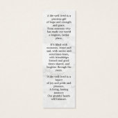 Carte de prière commémorative moderne Signet funér (Dos)