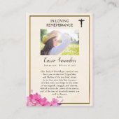 Carte de prière commémorative Notre-Dame de Guadal (Dos)