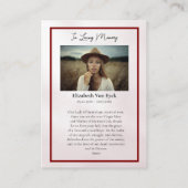 Carte de prière commémorative Notre-Dame de Guadal (Dos)