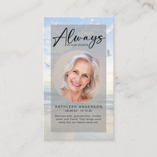 Carte de prière commémorative | Oiseaux océaniques (Devant)