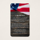 Carte de prière commémorative patriotique Premium (Dos)