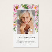 Carte de prière commémorative Peonies (Devant)
