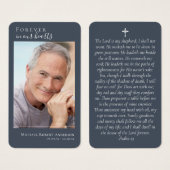 Carte de prière commémorative photo bleue (Devant & derrière)