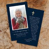 Carte de prière commémorative photo bleue de la Ma