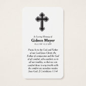 Carte de prière commémorative photo complète (Dos)