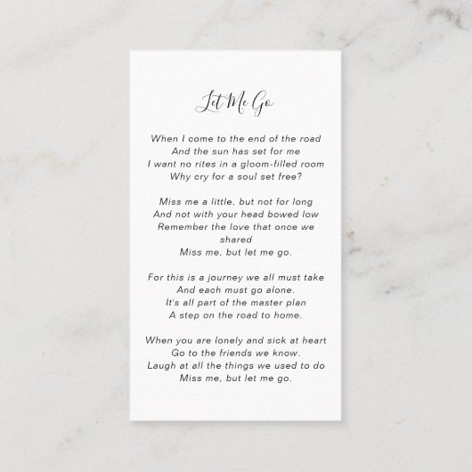 Carte de prière commémorative | Photo complète (Dos)