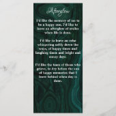 Carte de prière commémorative Photo Emerald Green (Dos)