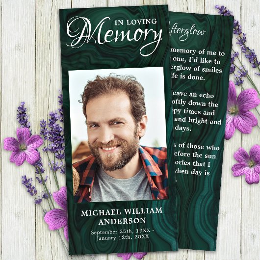 Carte de prière commémorative Photo Emerald Green