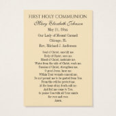 Carte de prière commémorative pour la première com (Dos)