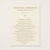Carte de prière commémorative pour la première com (Dos)
