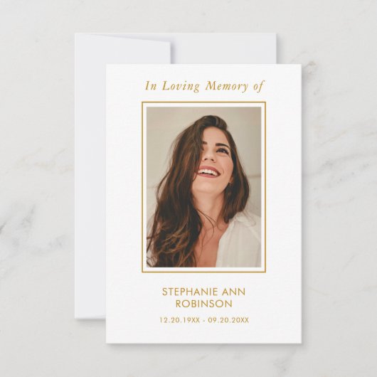 Carte de prière commémorative pour les funérailles (Devant)