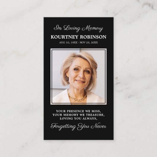 Carte de prière commémorative pour les funérailles (Devant)