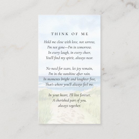 Carte de prière commémorative pour les funérailles (Dos)