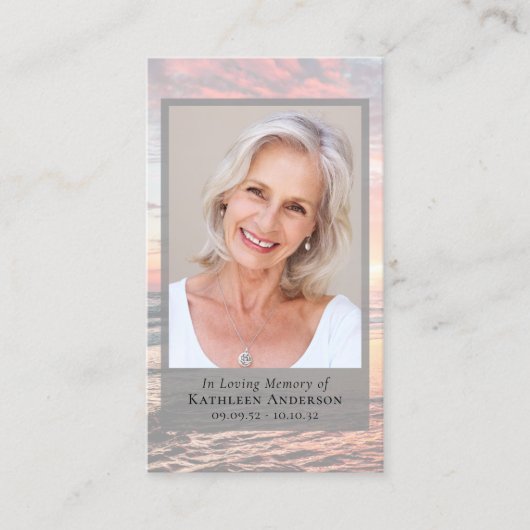 Carte de prière commémorative pour les funérailles (Devant)