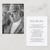 Carte de prière commémorative pour les funérailles (Devant / Derrière)