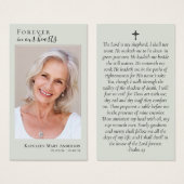 Carte de prière commémorative pour toujours dans n (Devant & derrière)