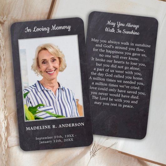 Carte de prière commémorative Premium Rustic Photo