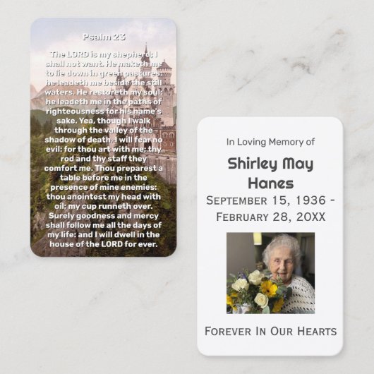 Carte de prière commémorative Psalm 23 Castle (Devant / Derrière)