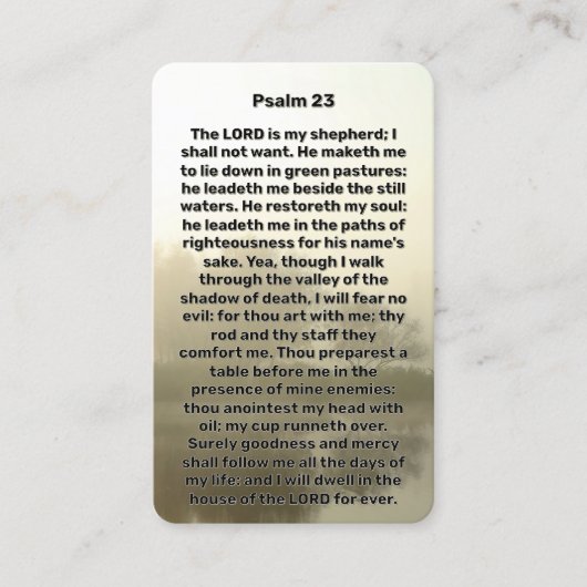 Carte de prière commémorative Psalm 23 Lake Reflec (Devant)